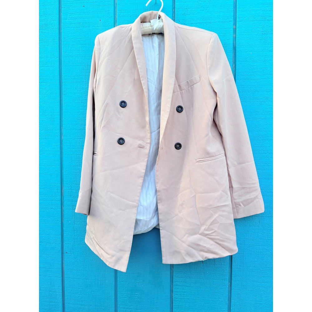 Quiet‎ Luxury Blush Pink Double Breasted Shawl Blazer Old Money Office Corpcore